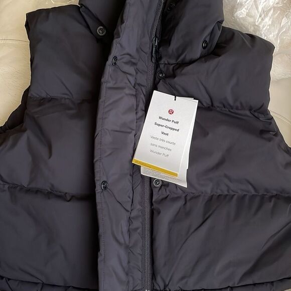 lululemon athletica Jackets & Blazers - LULULEMON WUNDER Puff SUPER CROPPED vest BLACK SIZE 6 perfect cute NWT